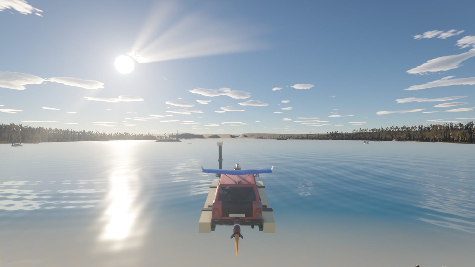 Skipping across Cottage Lake into the sun